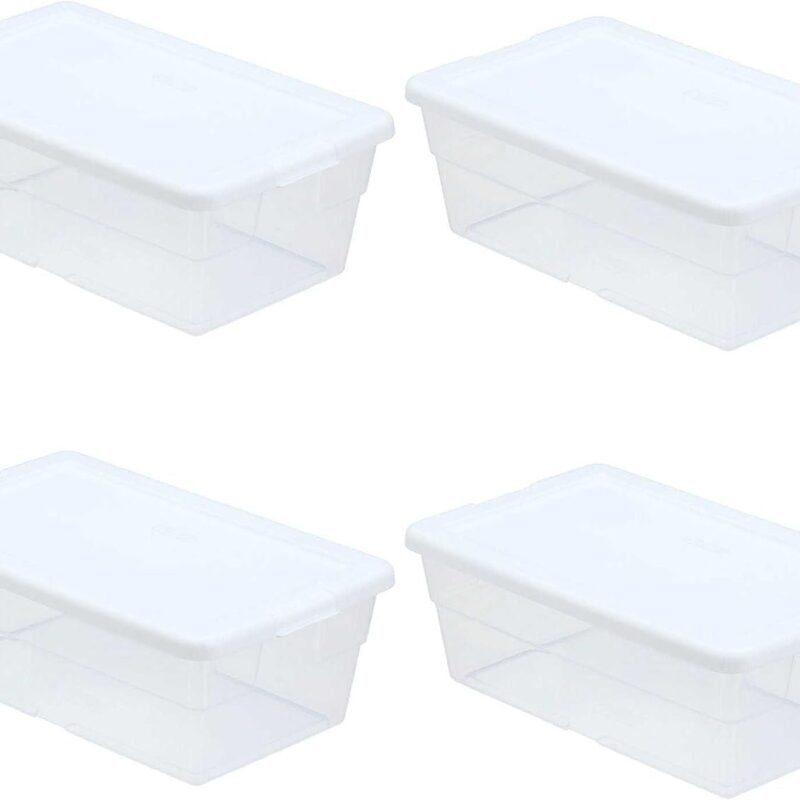 Storage Box 13.5" X 8.3" X 4.8", 6 Qt. Clear - Pack of 4