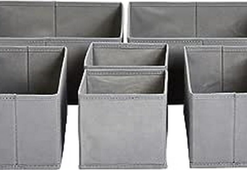 Cloth Drawer Storage Organizer Boxes for Socks, Underwear and Baby Items, Set of 6, Gray