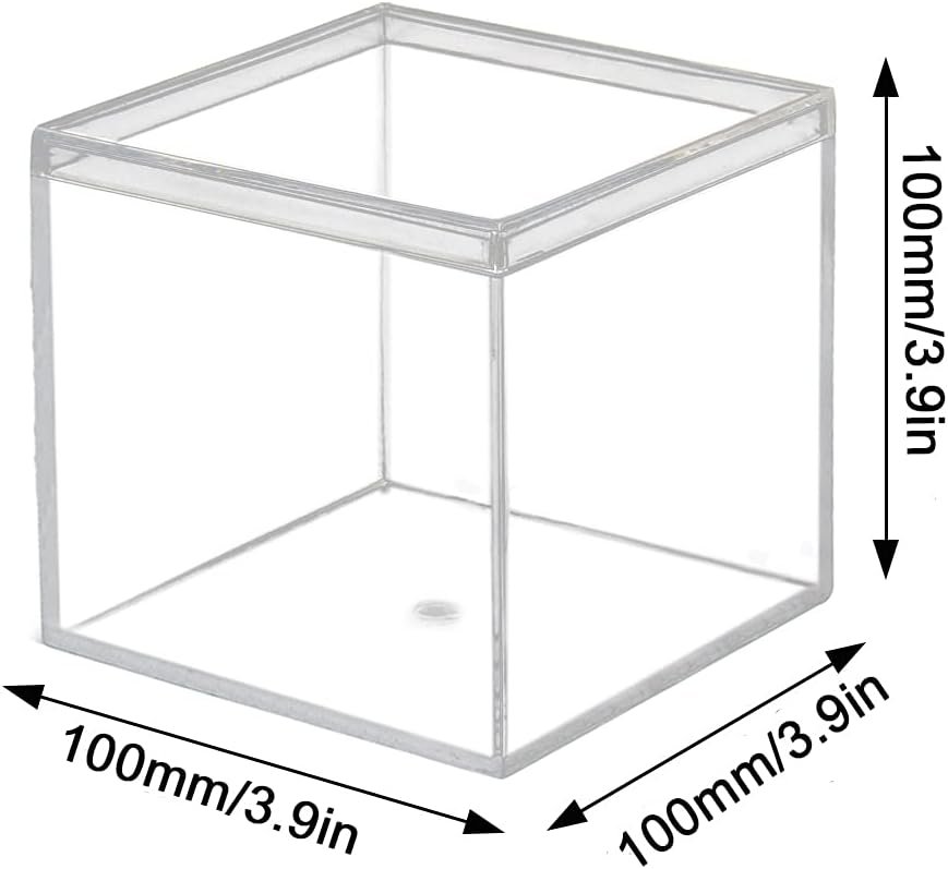 Clear Acrylic Box with Lid, 4 Pack 4x4x4 inches Clear Plastic Box for Organize, Acrylic Cube Storage Container Drawer Organizer for Vanity Jewelry Accessories, Small Items - Image 2
