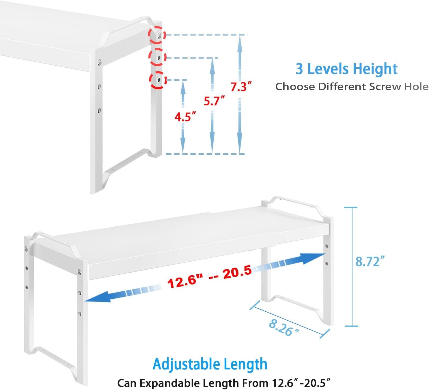 4 Pack Kitchen Cabinet Shelves Organizers, Kitchen Counter Storage Shelf Spice Rack, Expandable Length, Adjustable Height, Stackable, Sturdy 30LBS Bearing, Small Cupboard Tabletop Organizer Shelf Rack - Image 2