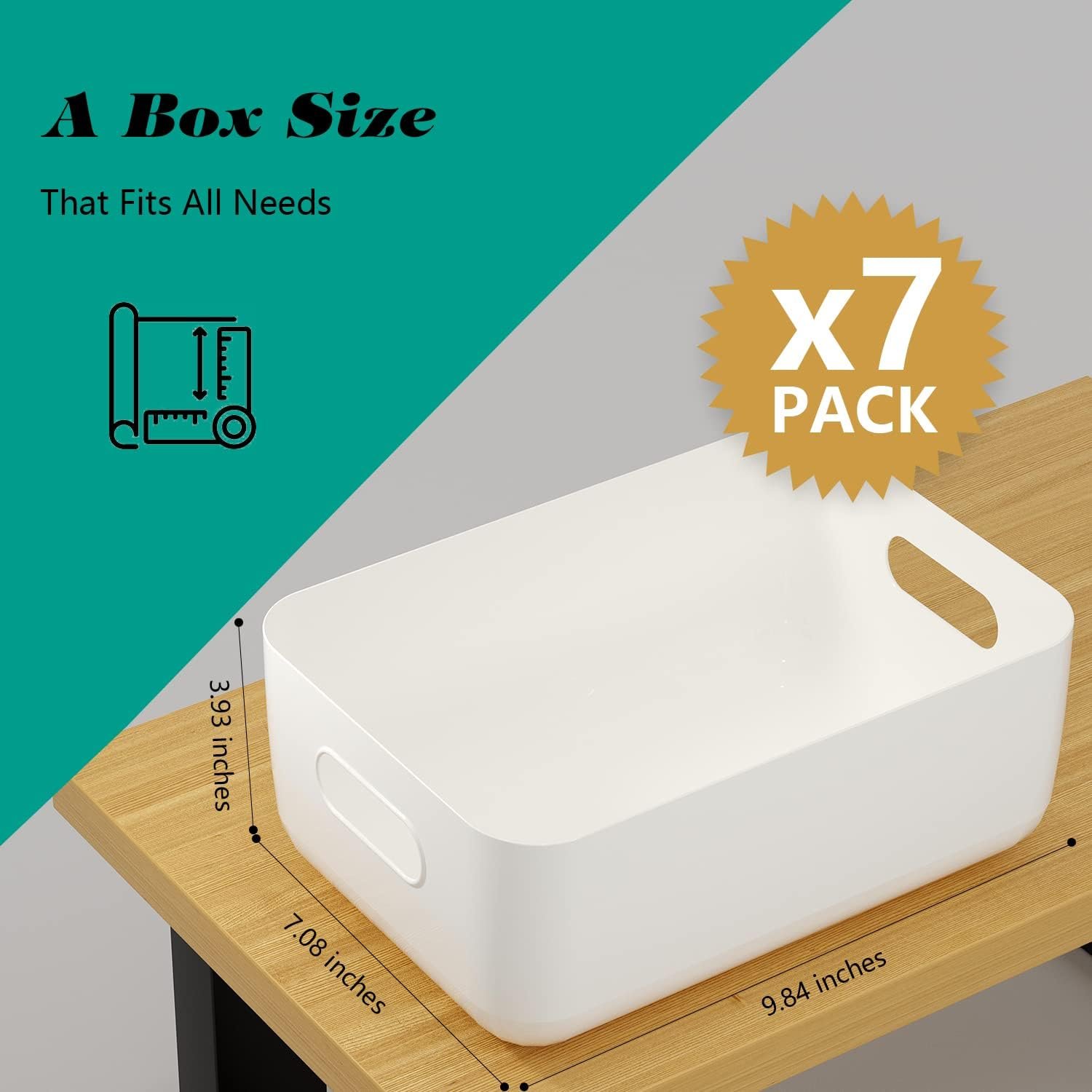 7 PCS 4.2 L Plastic Storage B-ins and Baskets for Efficient Home Classroom Organization Small Containers in Multicolour for Kitchen, Cupboard box, and Bathroom Organizer on Shelves and Tubs - Image 2