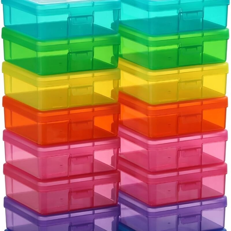 Small Plastic Storage Box Containers with Latching Lids - Craft Organizers and Storage Stackable Storage Organizer (18 Pack Small -Color)