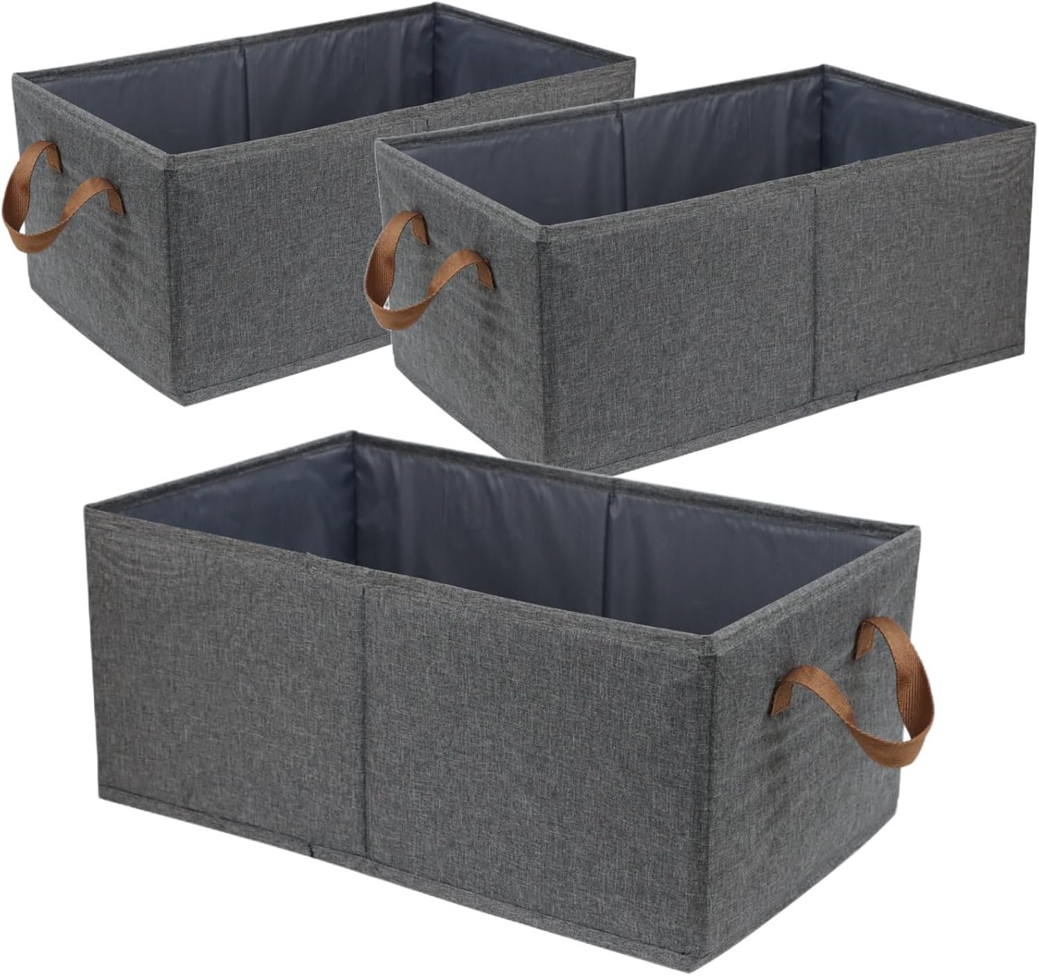 Pack of 3 Large Capacity Storage Bins Closet Organizer System, Sturdy Foldable Storage Boxes for Organizing Clothing, Sheets, Toys, Books - Shelf Organizer Shelves Basket Storage Bin