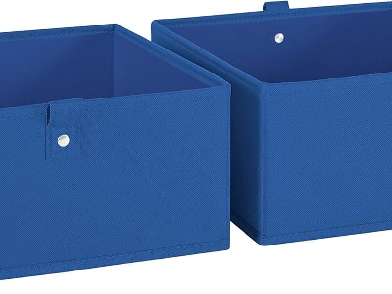 Kids 2pc Folding Storage Bins Set - 10.5” Bin Organizers with Handles - Blue Closet Organizer and Storage for Toys, Games, Shoes - Foldable Cube Storage Organizer Bins for Playroom, Nursery