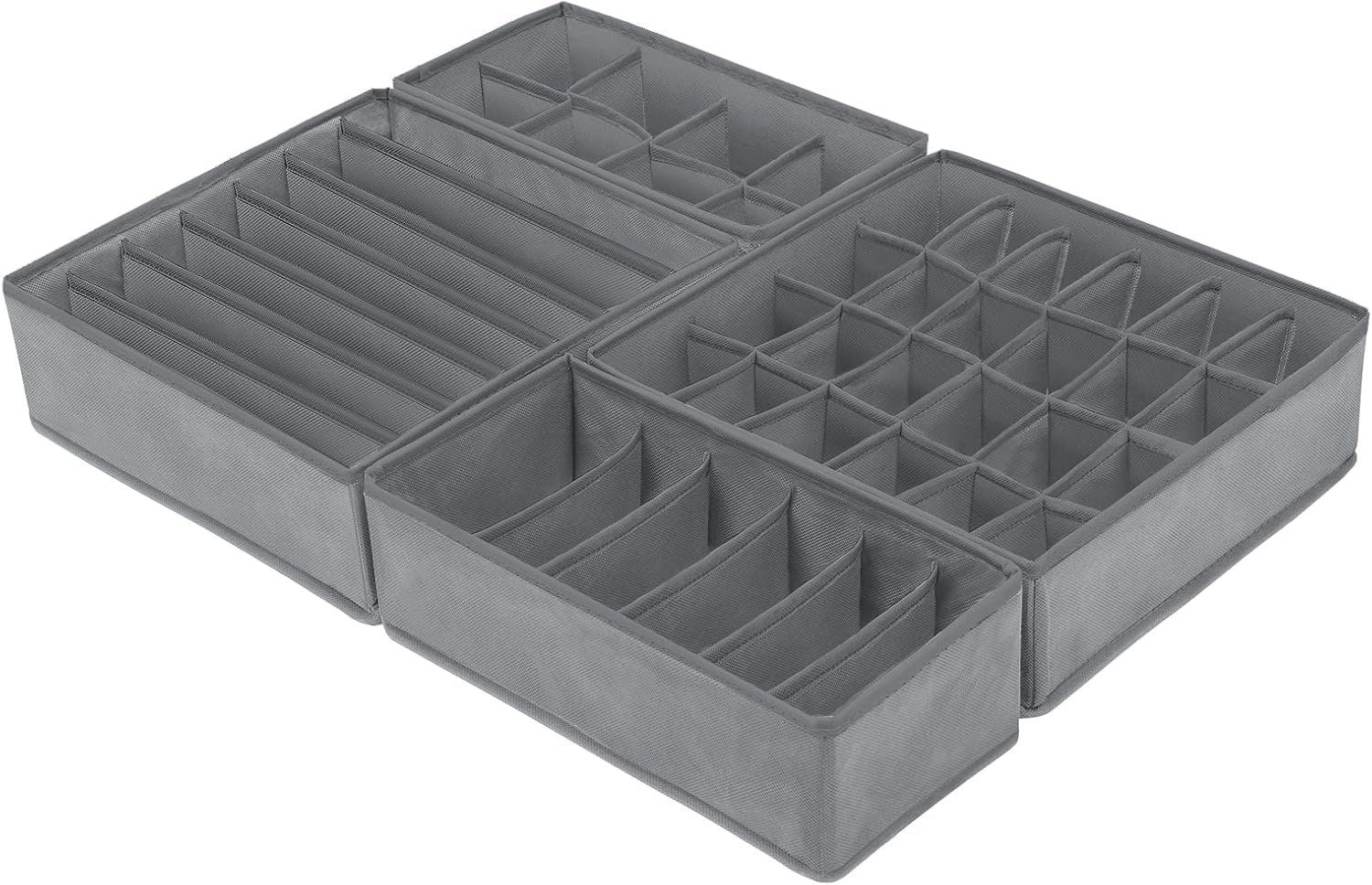 4 Pack Foldable Underwear and Bras Drawer Organizers, Fabric Closet Dresser Drawers Organizers Dividers, Clothing Storage Organizers Box for Lingerie, Panties, Socks, Briefs, Dark Gray - Image 2