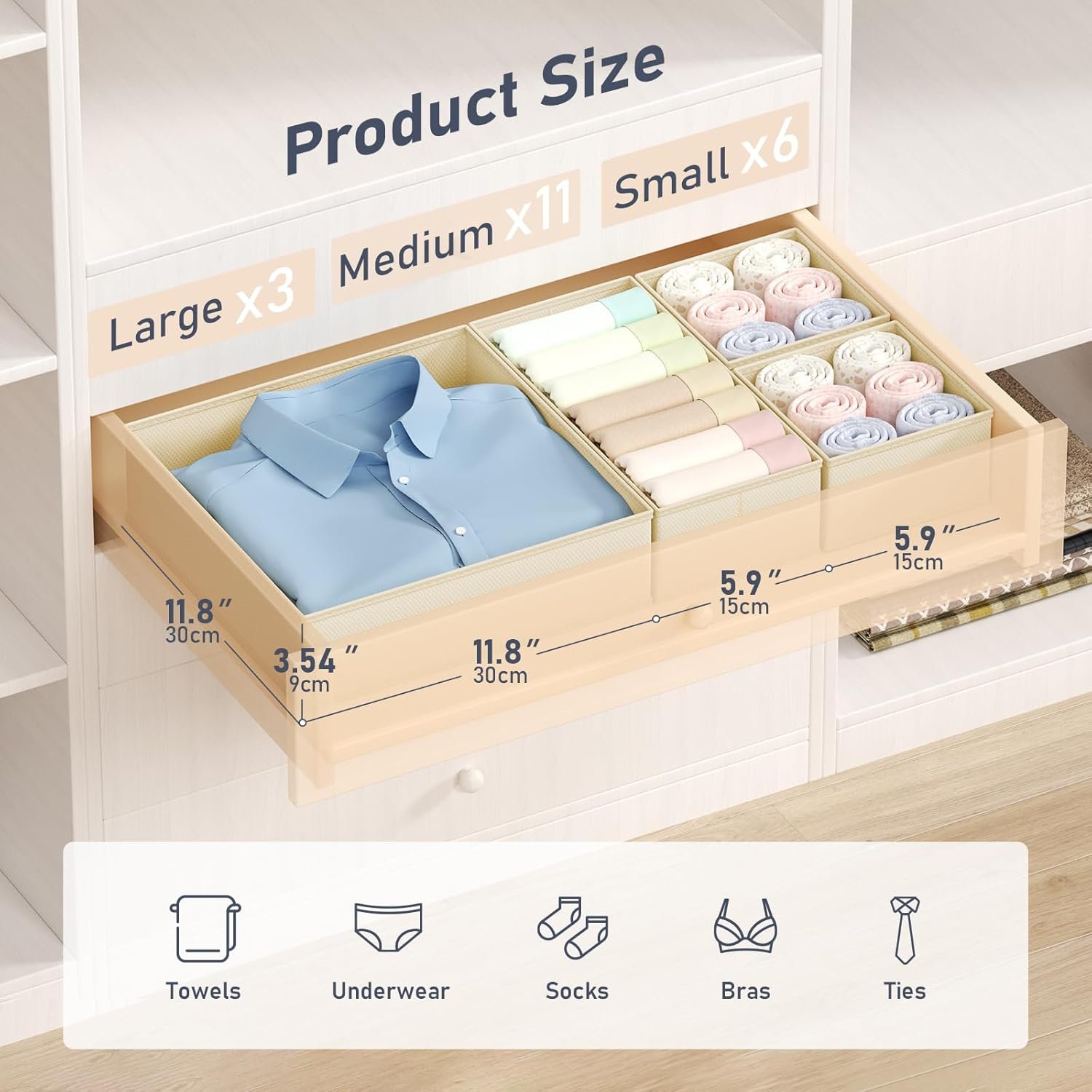 Drawer Organizer Clothes - 20 Pack Closet Drawer Organizer Bins for Baby Clothes Storage, Fabric Dresser Organizer for Nursery Bedroom, Foldable Small Drawer Dividers for Underwear Socks - Image 2