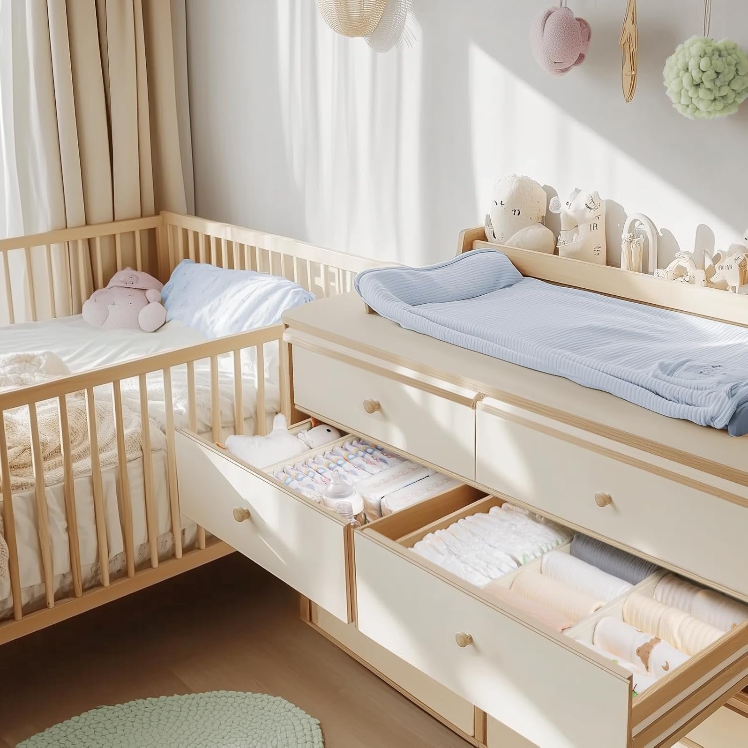 Drawer Organizer Clothes, 14 Pack Dresser Organizer for Baby Clothes, Underwear, Sock- Foldable Closet Organization and Storage Dividers Bins for Nursery, Bedroom and Dorm (Beige) - Image 2