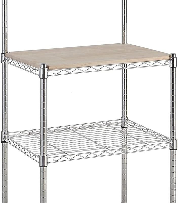 Kitchen Storage Baker's Rack with Removable Top, Chrome/Beige, 18"D x 24" W x 59"H