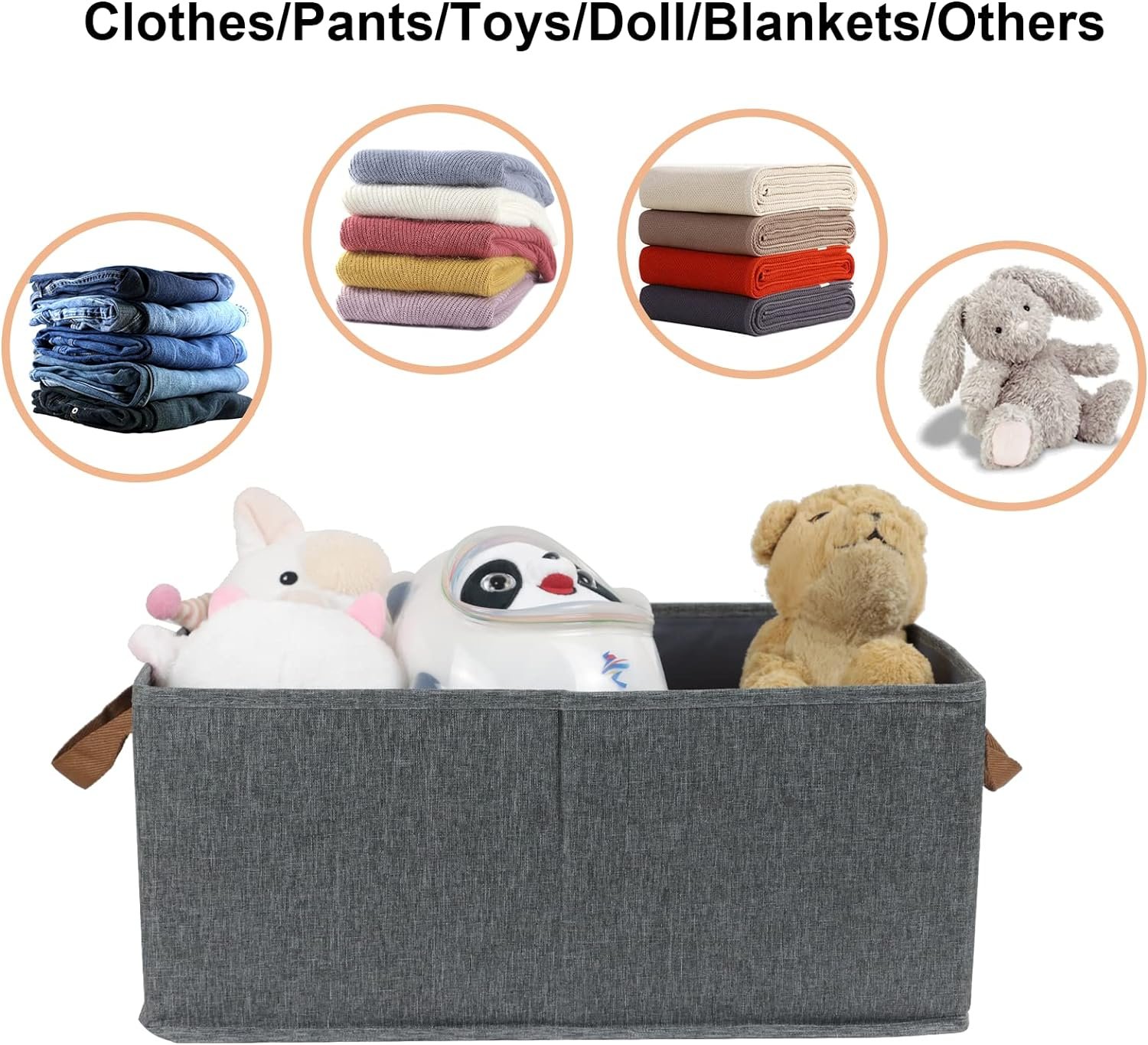 Pack of 3 Large Capacity Storage Bins Closet Organizer System, Sturdy Foldable Storage Boxes for Organizing Clothing, Sheets, Toys, Books - Shelf Organizer Shelves Basket Storage Bin - Image 2