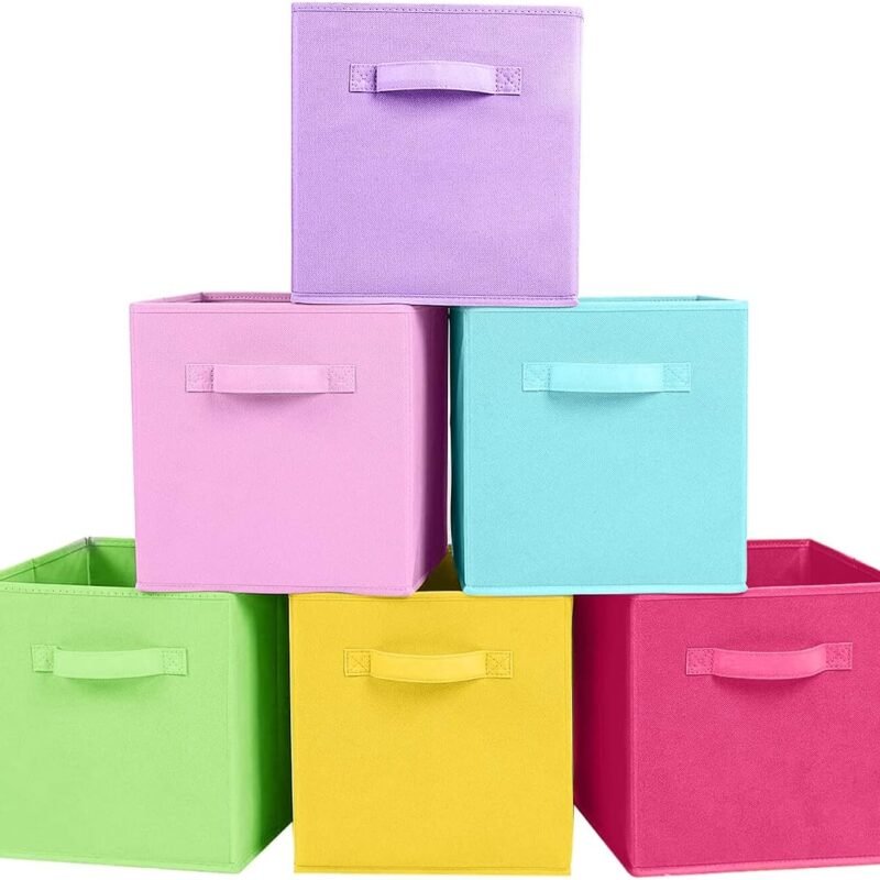 Foldable Fabric Storage Cubes And Cloth Organizer Drawer For Closet And Toys, 6 Pack (6 Colors)