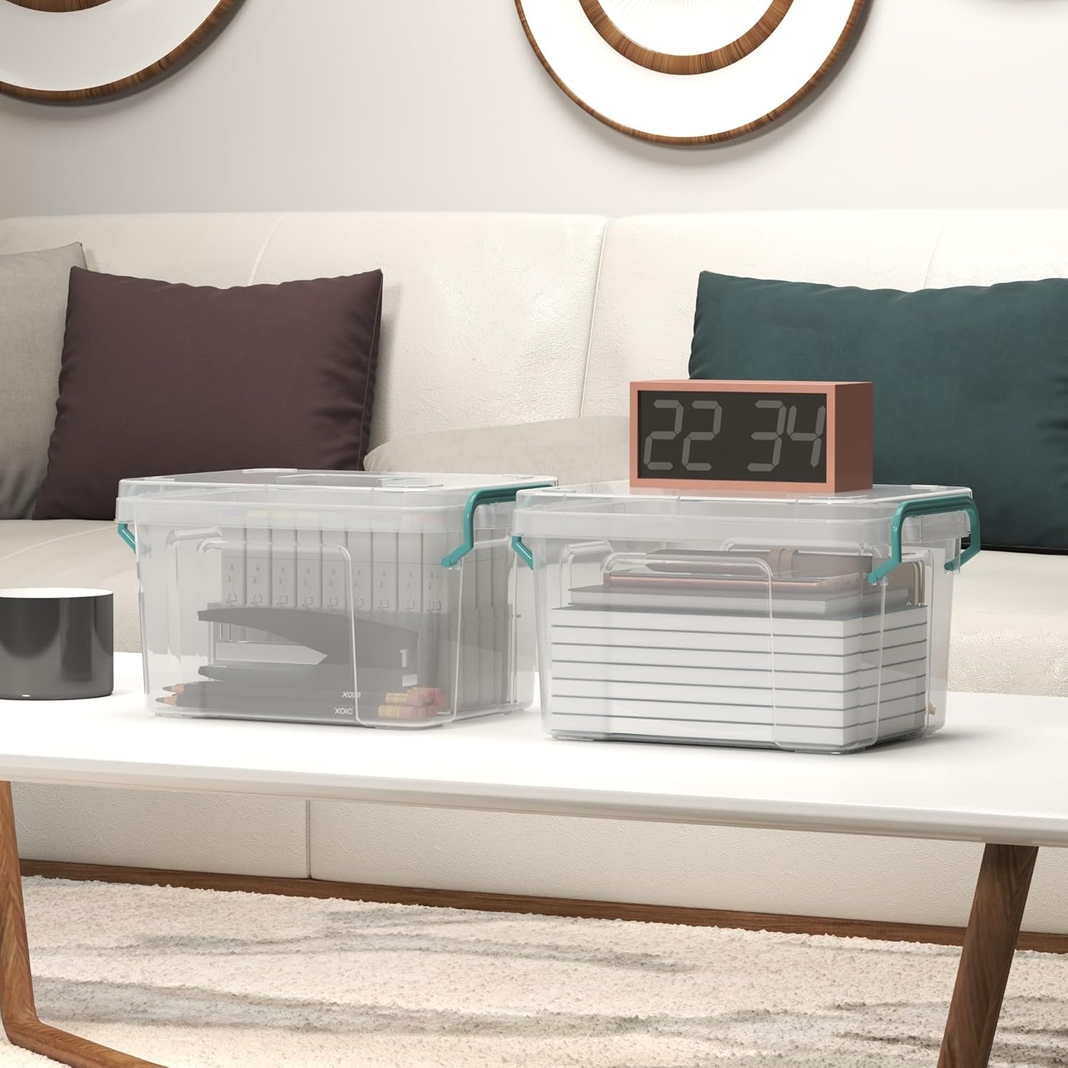 7 Pack Small Storage Bins Plastic Storage Container Stackable Box with Lids,with Handle Clear Plastic Container for Suitable for storing snacks, tools, cosmetics, toys - Image 2