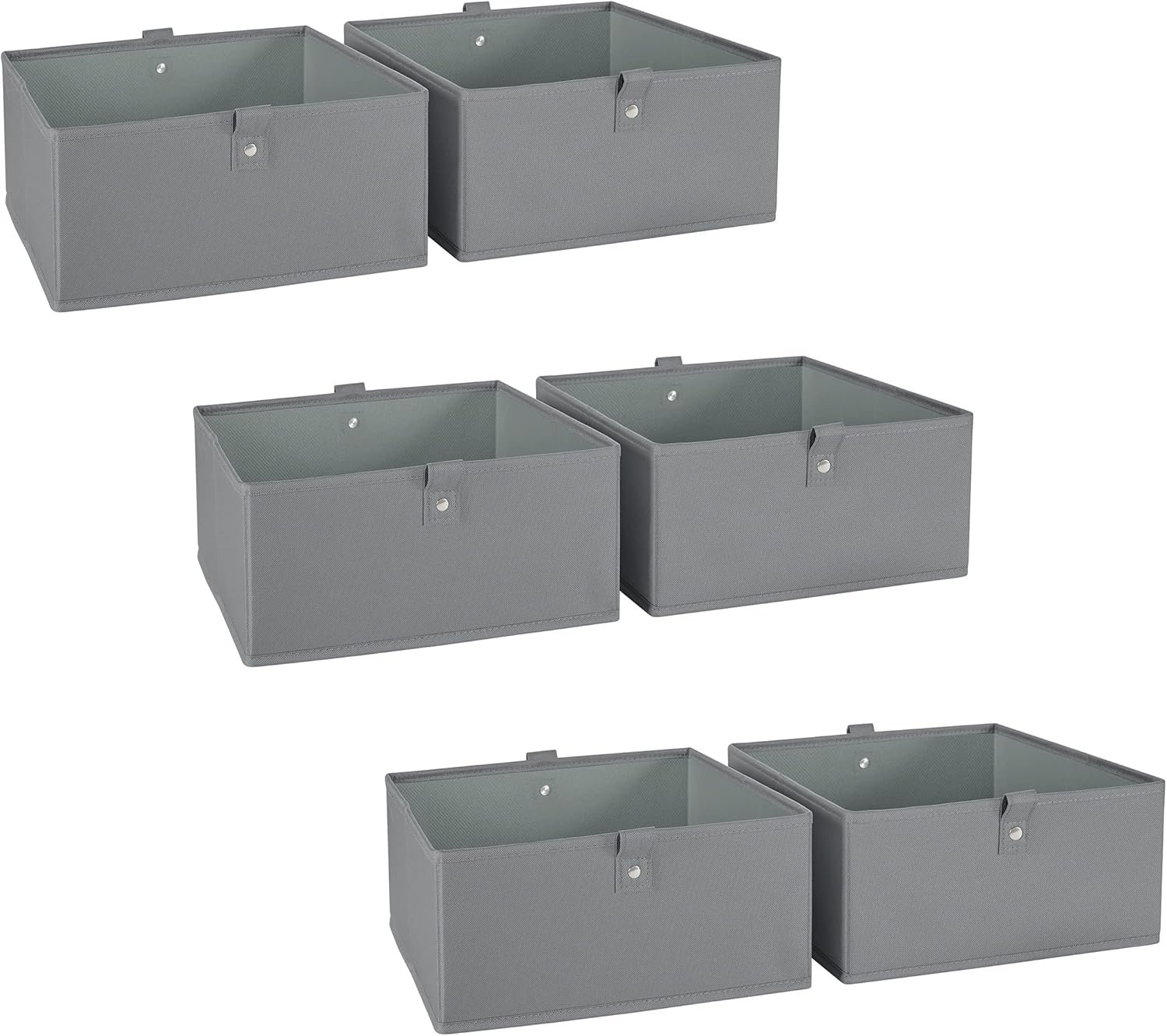 Kids 6pc Folding Storage Bins Set - 10.5”W x 5”H Fabric Boxes with Handles for Closet Organizers & Storage - Gray Cube Storage Organizer for Toys, Clothes & Crafts