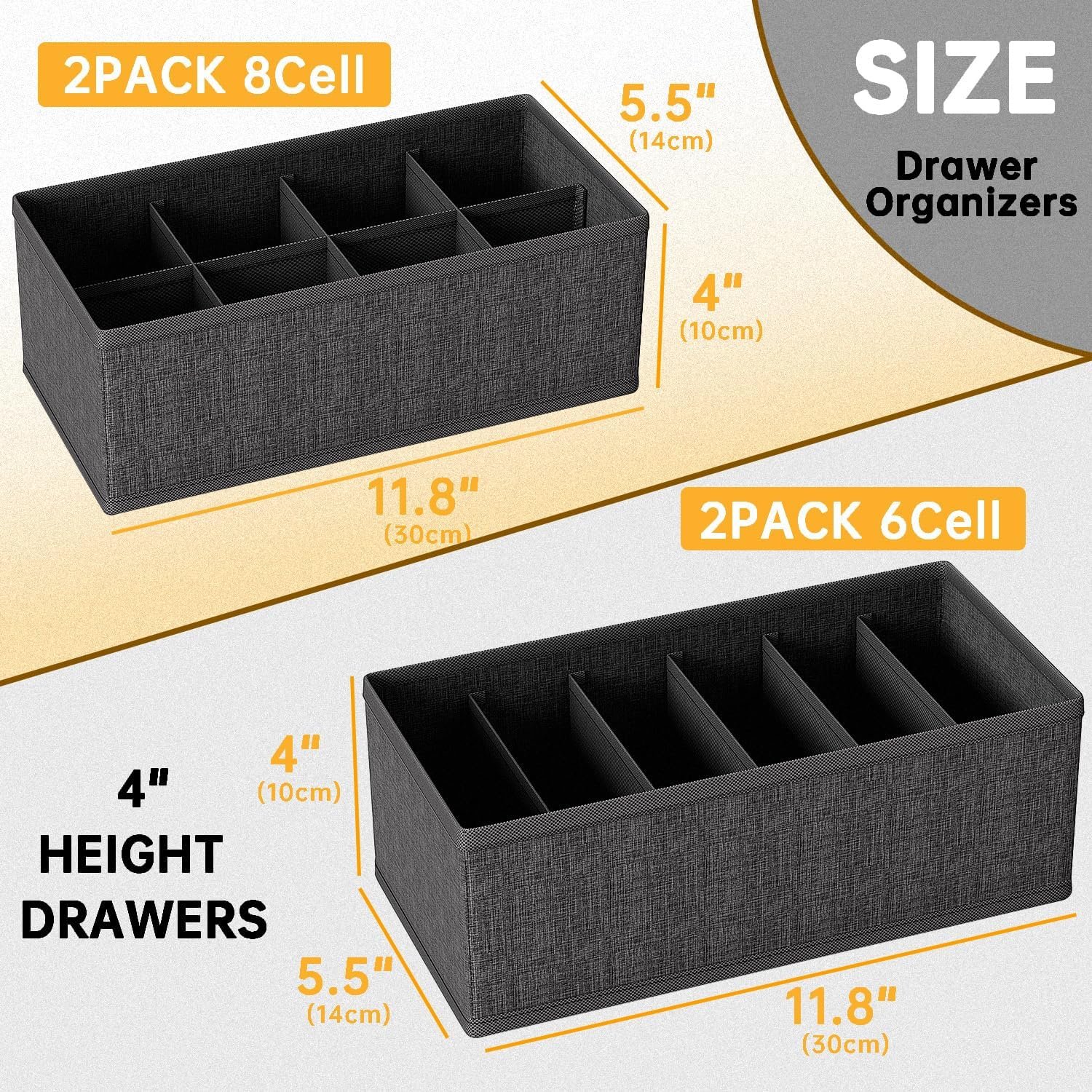 4 PACK Sock Underwear Drawer Organizer Dividers, Collapsible Cabinet Closet Storage Boxes for Clothes, Socks, Lingerie, Underwear, Tie, Belt,Bedroomedroom - Image 2