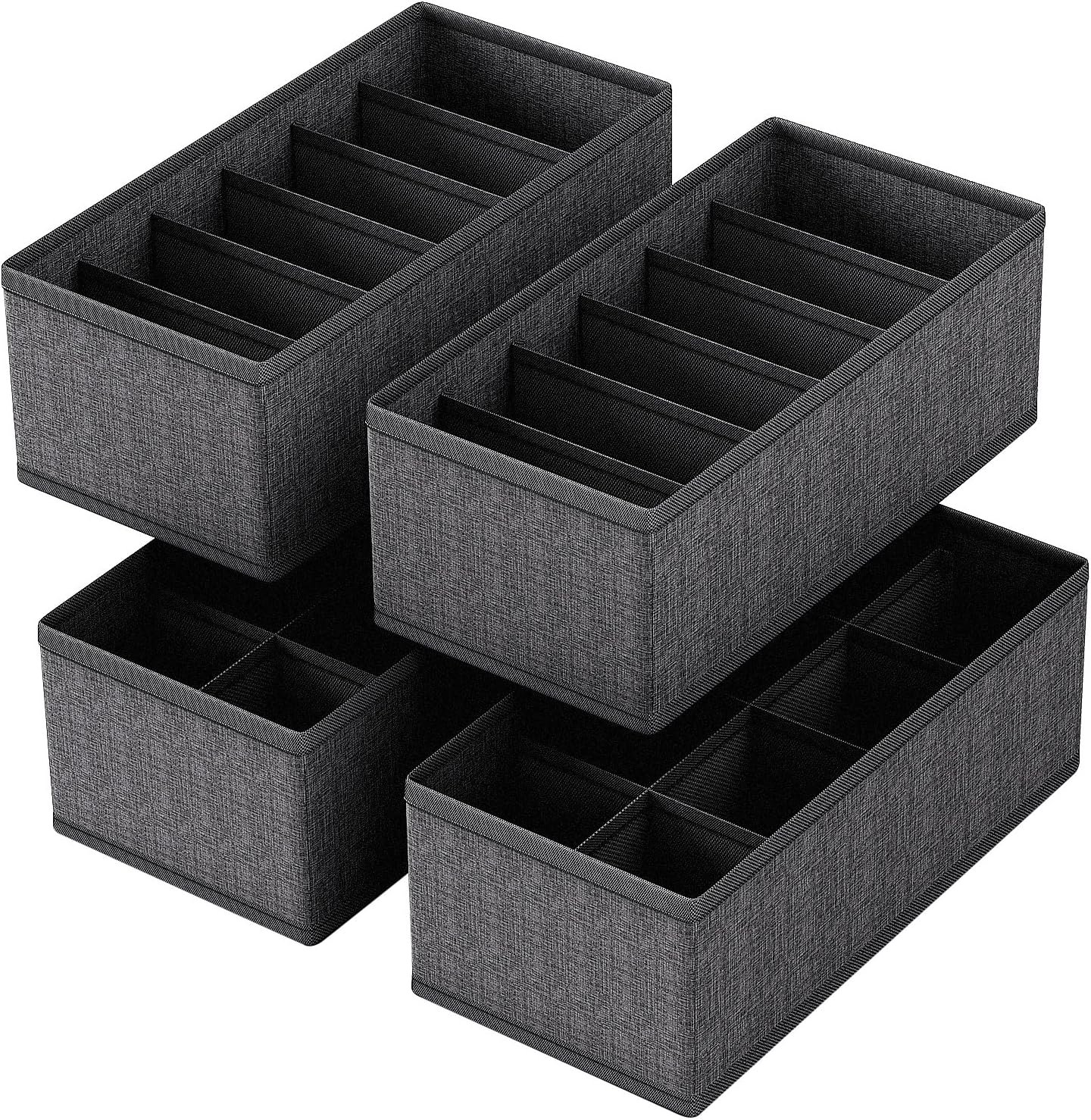 4 PACK Sock Underwear Drawer Organizer Dividers, Collapsible Cabinet Closet Storage Boxes for Clothes, Socks, Lingerie, Underwear, Tie, Belt,Bedroomedroom